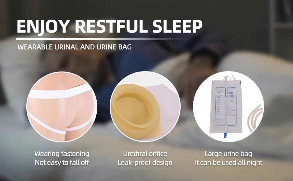 Wearable Urinal for Men, Protable Latex Material with Collection Urine Bag, Urinary Drainage Bag System,Skin-Friendly and odorless (1000ml) - product information 3
