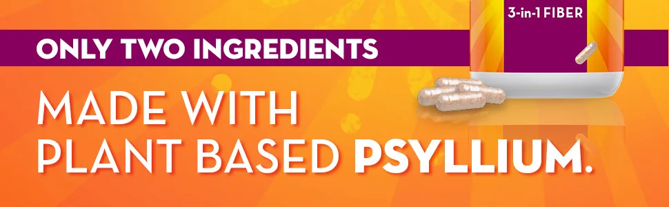Metamucil Daily Fiber Supplement, 160 Capsules - Only two ingredients made with plant based psylium