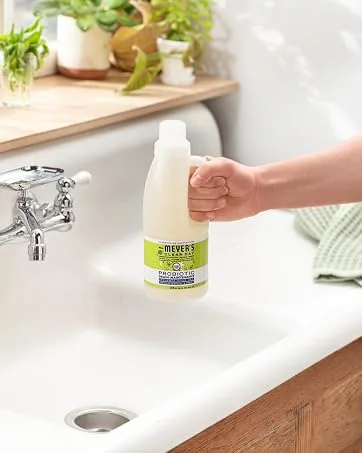 Mrs. Meyer's Liquid Dish Soap Refill, Biodegradable Formula, Lemon Verbena, 48 fl. oz - Probiotic Drain Cleaner