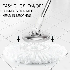 Spin Mop Replacement Head 5 Pack Magic Mop Refill for Hurricane 360 Spin Mop Systems, Microfiber Spin Mop Head, Round Shape Standard Universal Size 5 Count (Pack of 1) - spin mop head easy install
