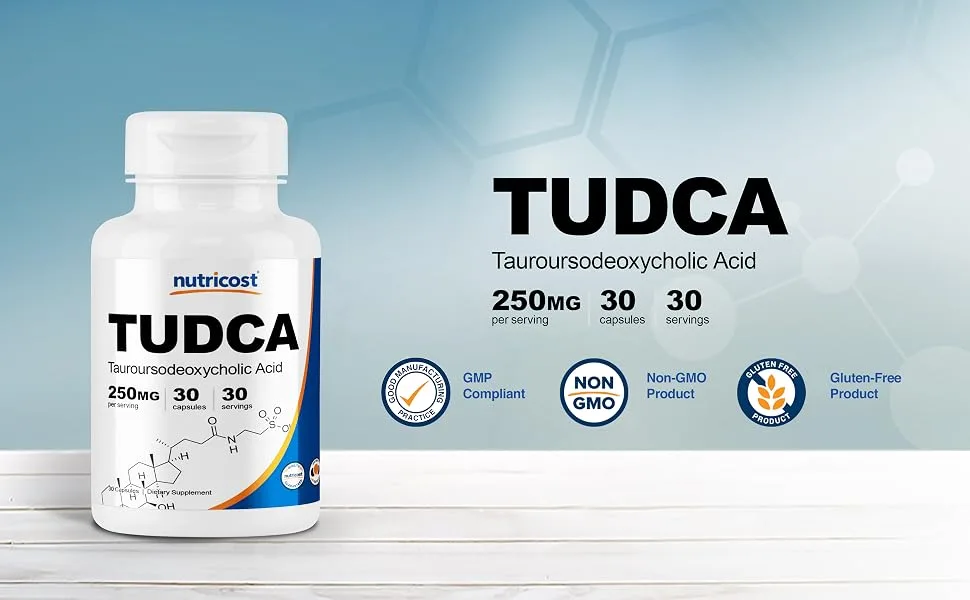 Nutricost Tudca 250mg, 30 Capsules (Tauroursodeoxycholic Acid) - Gluten Free, Non-GMO 30 Count (Pack of 1) - tudca 30 capsules supplement bottle