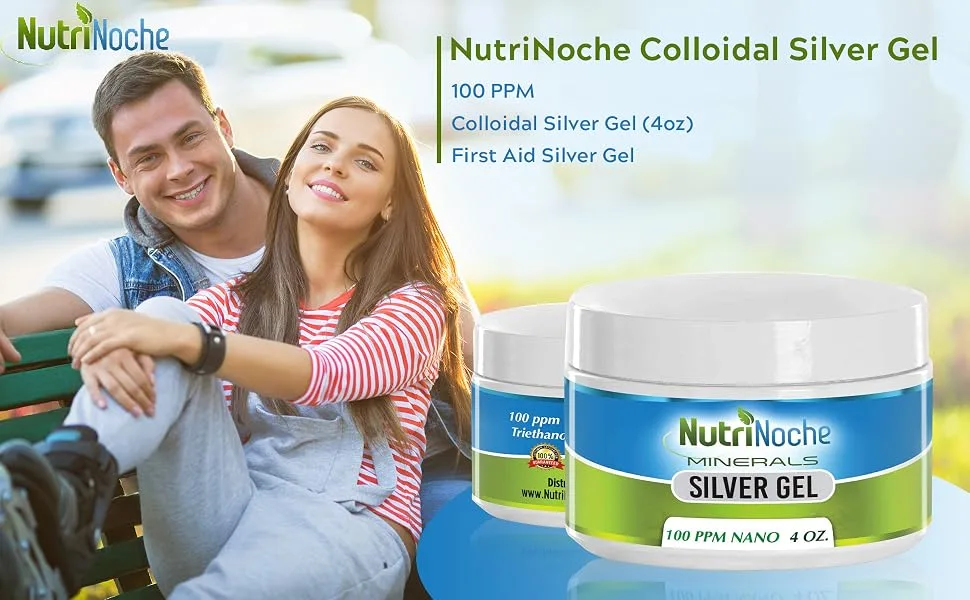 NutriNoche Colloidal Silver Gel - 100 PPM - Colloidal Silver Gel (4oz) - First Aid Silver Gel - Colloidal Silver Gel - 100 PPM 4 Oz Silver Gel from NutriNoche