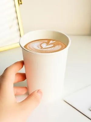 RACETOP Disposable Paper Coffee Cups 12 oz 100 Pack,12 oz White Hot Coffee Paper Cups, Thickened Paper Style 12 oz 100 Count (Pack of 1) - paper coffee cups