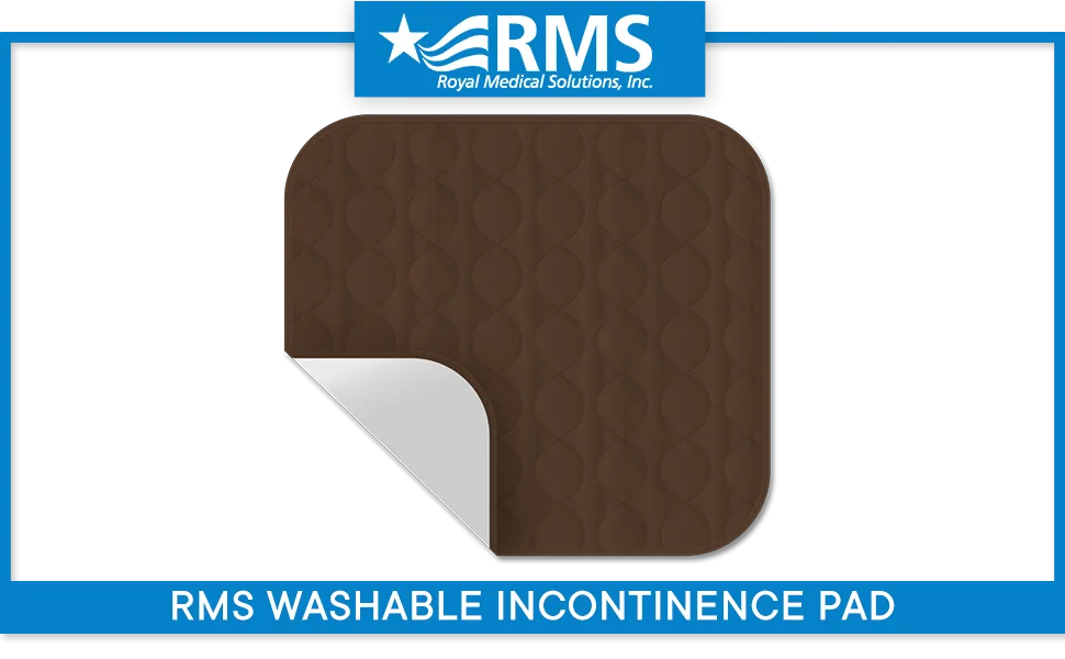 RMS Washable & Reusable Incontinence Chair Pad, Seat Protector & Bed Pad (Brown) - brown underpad
