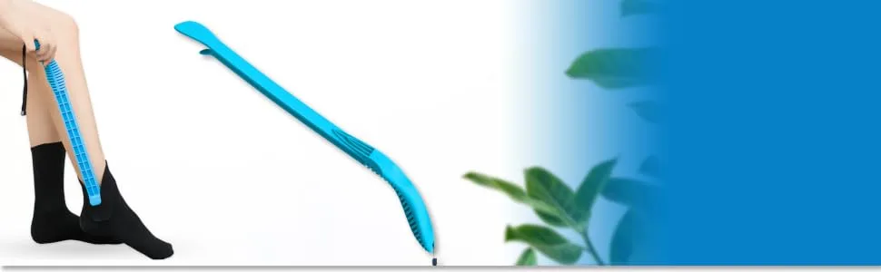 RMS Compression Stocking or Sock Aid for Removing Socks or Light to Medium Compression Hosiery for Men or Women with Arthritis or Limited Mobility (Blue) - Long stick sock remover assistance aid