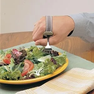 Sammons Preston - 42883 Universal Cuff, Leather ADL Cuff with Elastic Strap, Holds Utensils or Writing Aids, Makes Mealtime or Other Activities Easier, for Elderly or Individuals with Weak Grip, Medium, 3" 3" Knuckle Width - product information 1