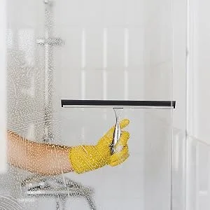 Simtive 10-Inch Shower Squeegee Set, Includes Shower Door Hook and Adhesive Hook, Squeegee for Shower Doors, Mirror and Window, Silver Silver 10-Inch - for shower doors