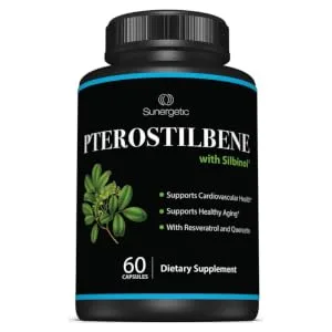 Premium Pterostilbene Supplement  Pterostilbene with Resveratrol & Quercetin  Supports Healthy Aging  Natural Source Pterostilbene 100mg per Serving  60 Capsules - Best Pterostilbene Supplement – Resveratrol & Quercetin – Healthy Aging & Cardiovascular