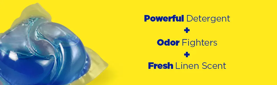 Tide Simply Pods Odor Rescue Liquid Laundry Detergent Pacs, 3 in 1 Powerful Detergent, Fresh Scent, 55 Count - 3 in 1 benefit: Powerful detergent, odor fighters, fresh linen scent