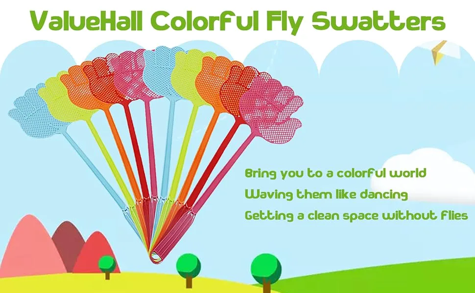ValueHall 10 Pack Fly Swatter Multi-Colors Plastic Handle V7023 - product information 1