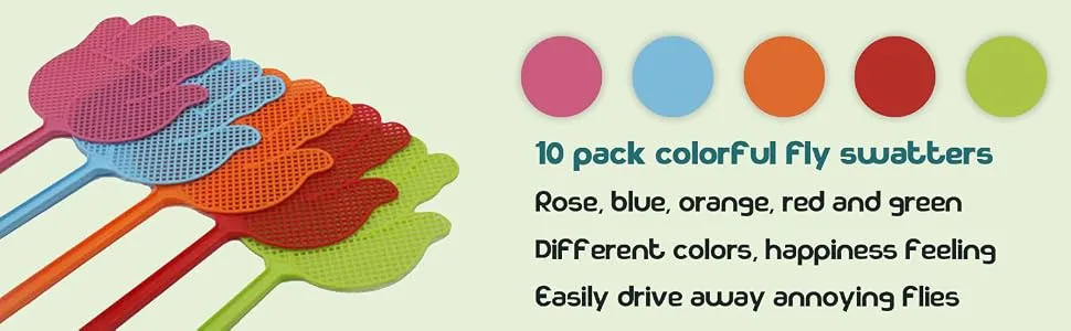 ValueHall 10 Pack Fly Swatter Multi-Colors Plastic Handle V7023 - product information 2