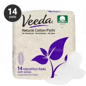 Veeda Ultra Thin Natural Cotton Breathable Daily Liners are Always Chlorine and Toxin Free, Hypoallergenic, 40 Count (Pack of 3) - Day pads