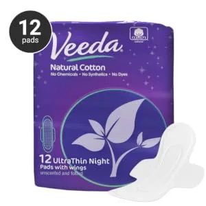 Veeda Ultra Thin Natural Cotton Breathable Daily Liners are Always Chlorine and Toxin Free, Hypoallergenic, 40 Count (Pack of 3) - night pads