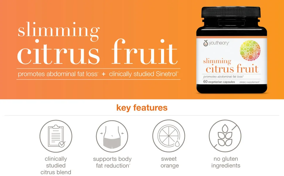 Youtheory Citrus Fruit Advanced with Chromium, 60 Count (1 Bottle) - Slimming Citrus Fruit Top Banner