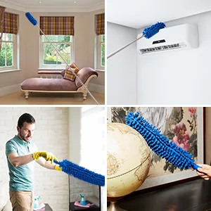 Microfiber Dusters w 2 Handle Sets, Durable 15100 Inchs Long Telescopic Rod, Washable, Feather Dusters for Cleaning Cobweb, Ceilings Fans (5 Pack) Blue - Long and flexible dust collector-perfect for ceiling fans or wall tops