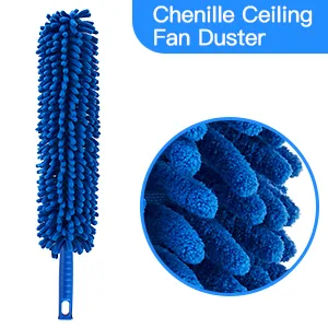 Microfiber Dusters w 2 Handle Sets, Durable 15100 Inchs Long Telescopic Rod, Washable, Feather Dusters for Cleaning Cobweb, Ceilings Fans (5 Pack) Blue - Microfiber Chenille Powder Spray Head