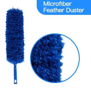 Microfiber Dusters w 2 Handle Sets, Durable 15100 Inchs Long Telescopic Rod, Washable, Feather Dusters for Cleaning Cobweb, Ceilings Fans (5 Pack) Blue - Microfiber dust collector