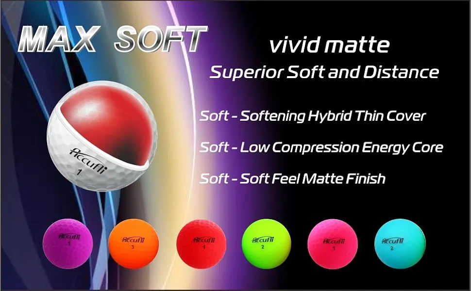 ACCUFLI Max Soft Golf Balls matte mix 12 pack - max soft