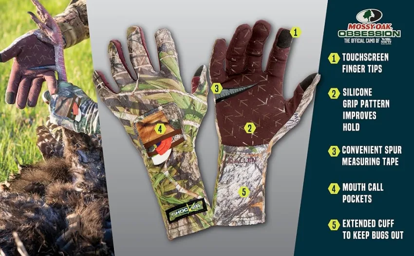 Allen Shocker Turkey Gloves Mossy Oak Obsession, Multicolor, One Size - turkey gloves