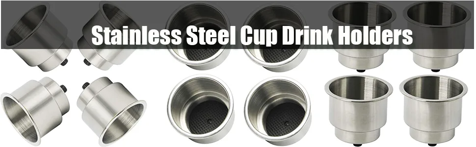 Amarine Made 2pcs Stainless Steel Cup Drink Holder with Drain Marine Boat Rv Camper - stainless steel cup holders
