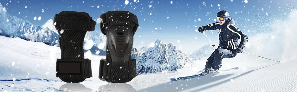 Andux Ski Gloves Extended Wrist Palms Protection Roller Skating Hard Gauntlets Adjustable Skateboard Gauntlets Support HXHW-03 Large - Ski Gloves