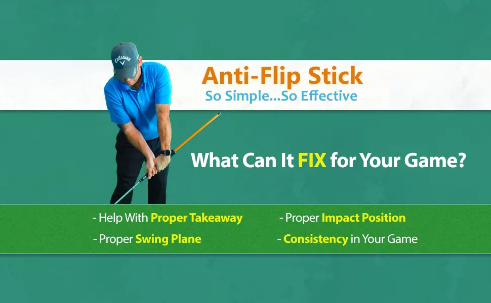Anti-Flip Stick Impact Golf Swing Training Aid | Teaches Proper Impact & Swing Plane | Golf Swing Trainer | Golf Chipping Practice Aid - Anti-Flip Stick How it can help your golf game
