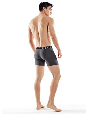 ATHLIO 3 Pack Men's Relaxed Stretch 6 inches Open-Fly Cool Dry Brief Mesh Underwear Trunk Fly 6inch 3pack Black/ Blue/ Sky X-Large - A man wears an ATHLIO underwear