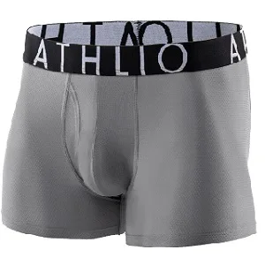 ATHLIO 3 Pack Men's Relaxed Stretch 6 inches Open-Fly Cool Dry Brief Mesh Underwear Trunk Fly 6inch 3pack Black/ Blue/ Sky X-Large - branded logo