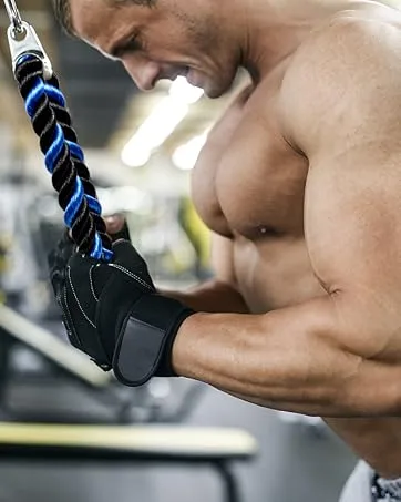 AWEFRANK Deluxe Tricep Rope Pull Down Cable, 27 & 36 Inch Rope Length, Easy to Grip & Non-Slip Cable Attachment for Gym Workout Exercise Blue&Black-27'' - Rope Pushdown