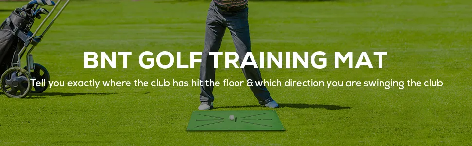 BNT Golf Training Mat, Swing Detection Batting, Analysis & Correct Your Swing Path, or Golf Hitting Mat, Turf Golf Mat with Shock Absorbent Rubber Soft Base, Golf Practice Grass Mat for Indoor/Outdoor New style with fixing holes - Golf training mat
