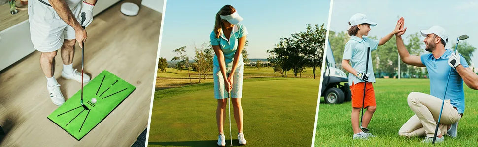 BNT Golf Training Mat, Swing Detection Batting, Analysis & Correct Your Swing Path, or Golf Hitting Mat, Turf Golf Mat with Shock Absorbent Rubber Soft Base, Golf Practice Grass Mat for Indoor/Outdoor New style with fixing holes - Golf Training Mat