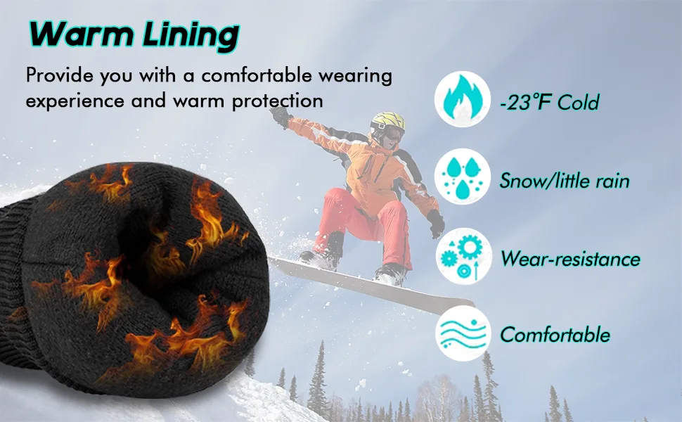 CAMYOD Waterproof Ski Snowboard Gloves with 3M Thinsulate,Zipper Pocket, Air Vent, Cold Weather Gloves for Men Medium Reflective Piping - men ski gloves