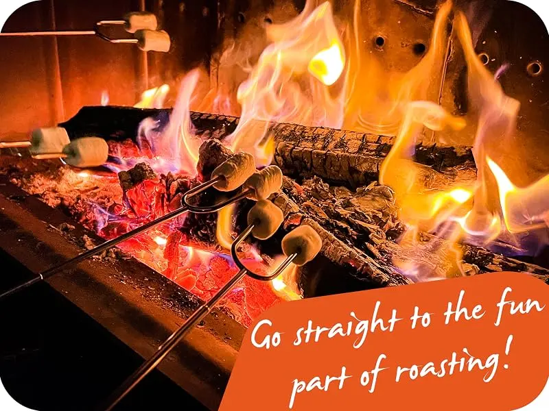 CARPATHEN Campfire Sticks for Marshmallows and Hot Dogs - Rotating Marshmallow Roasting Sticks Set of 6 Extra Long Retractable Forks for Fire Pit & Fireplace - Camping Accessories - Carpathen Marshmallow Roasting Sticks - Smore Sticks