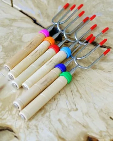 CARPATHEN Campfire Sticks for Marshmallows and Hot Dogs - Rotating Marshmallow Roasting Sticks Set of 6 Extra Long Retractable Forks for Fire Pit & Fireplace - Camping Accessories - Marshmallow Roasting Sticks