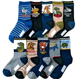 Cczmfeas Kids Boys Cartoon Dinosaurs Pattern Sport Socks 10 Pairs 8-12 Years Dinosaurs 2 - product information 3