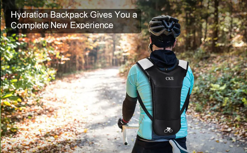 CKE Hydration Backpack with 2L Hydration Bladder Camelback Water Backpack for Men Women Kids for Hiking Running Cycling Biking Ski Camping (Blue-Black) - hydration backpack