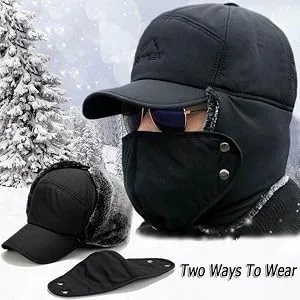 Women Men Ear Flaps Hat Aviator Winter Warm Trapper Hat Snow Ski Cycling Caps Grey - Two Ways To wear