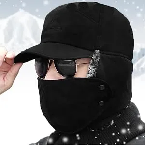 Women Men Ear Flaps Hat Aviator Winter Warm Trapper Hat Snow Ski Cycling Caps Grey - Warm and Comfortable