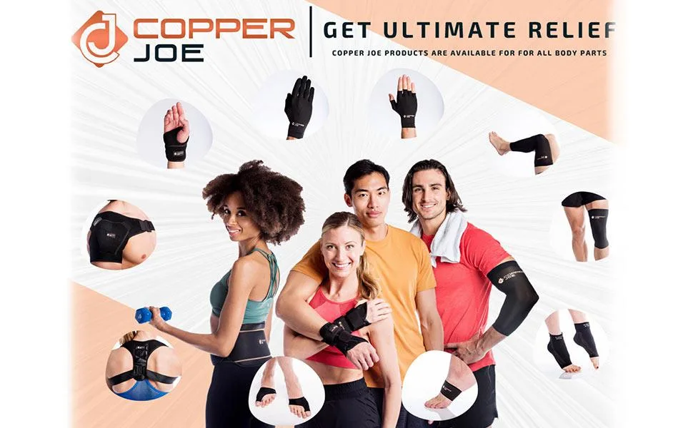 Copper Joe 2 Pack Thigh Compression Sleeves  Support for Quad, Groin, Hamstring, Arthritis, Running, Basketball and Baseball - Upper Leg Sleeves for Men and Women (X-Large) - Copper thigh compressing fit sleeve for men and women running jogging sitting walking pain relief