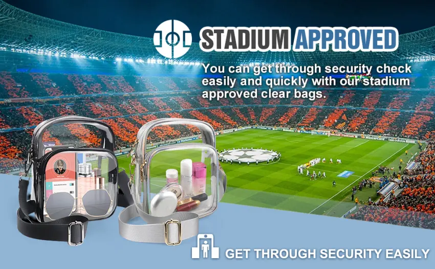 COROMAY Clear Purse TPU Clear Bag Stadium Approved Clear Crossbody Bag Clear Purse-silver - clear bag stadium approved