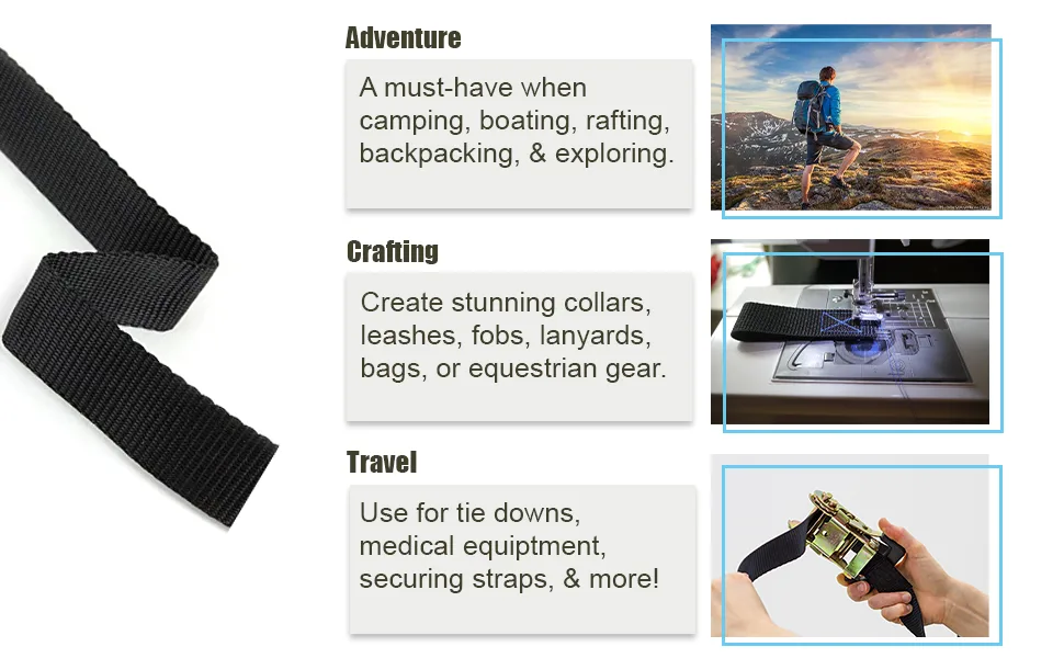 Country Brook Design - 1 Inch Heavy Duty 100% Real Nylon Webbing - 30+ Vibrant Colors Black 10 Yards - product information 3