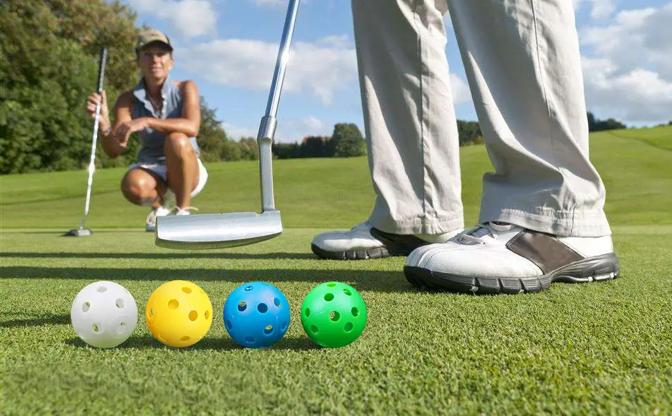Crestgolf 50pcs Plastic Golf Training Balls  Airflow Hollow 40mm Golf Balls for Driving Range, Swing Practice, Home Use,Pet Play.  mixed color,50pcs - product information 2