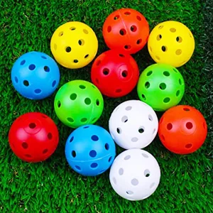 Crestgolf 50pcs Plastic Golf Training Balls  Airflow Hollow 40mm Golf Balls for Driving Range, Swing Practice, Home Use,Pet Play.  mixed color,50pcs - product information 4
