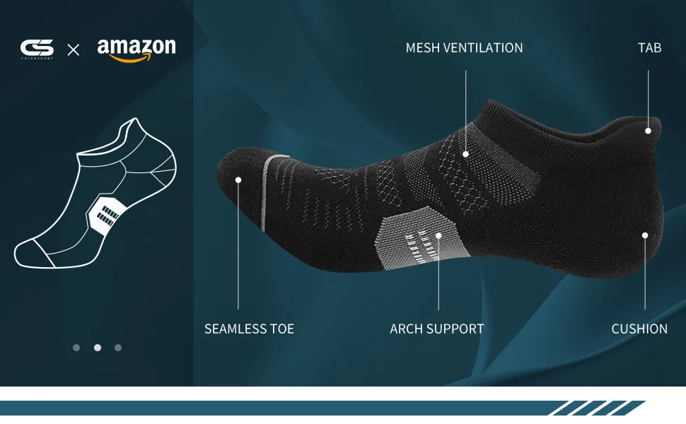 CS CELERSPORT 6 Pack Running Ankle Socks for Men and Women with Cushion, Low Cut Athletic Tab Sport Socks Black + Grey Medium - product information 11