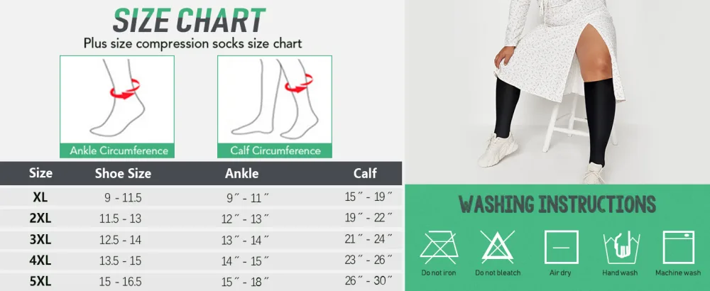 3 Pack Plus Size Compression Socks for Women & Men, 20-30 mmhg Extra Wide Calf Knee High Stockings for Circulation Support 01-3 Pack Black X-Large - plus size compression socks