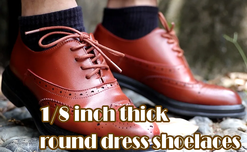 DELELE 2 Pair Round Waxed Shoelaces 1/8"Thick Shoe String Boot Laces for Dress Shoes 31.50"Inch (80CM) 01 Black - Thick Shoe String