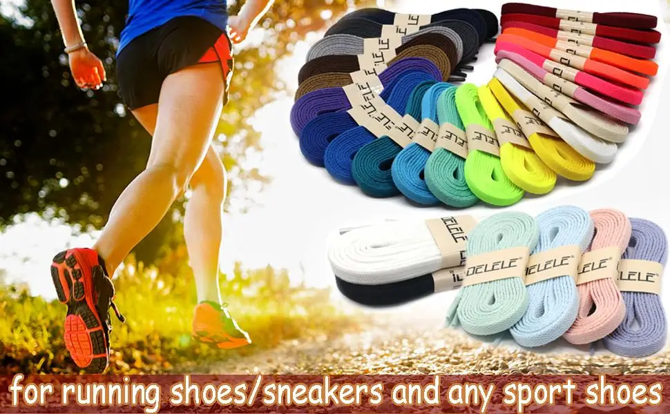 DELELE 2 Pair Flat Shoe laces 5/16" Wide Shoelaces for Athletic Running Sneakers Shoes Boot Strings 23.62"Inch (60CM) 01 White - Perfect replacement shoelaces