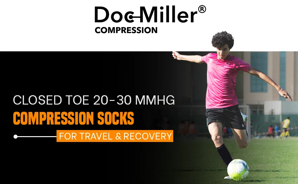 Doc Miller Compression Socks for Women and Men, 20-30mmHg Compression Socks Men for Varicose Veins and Improved Circulation, 1 Pair Medium Size Skin/Nude Graduated Compression Socks Medium Skin/Nude - Knee High Compression Sock Support Men Women Travel Medical Recovery Better Blood Flow Swelling Knee