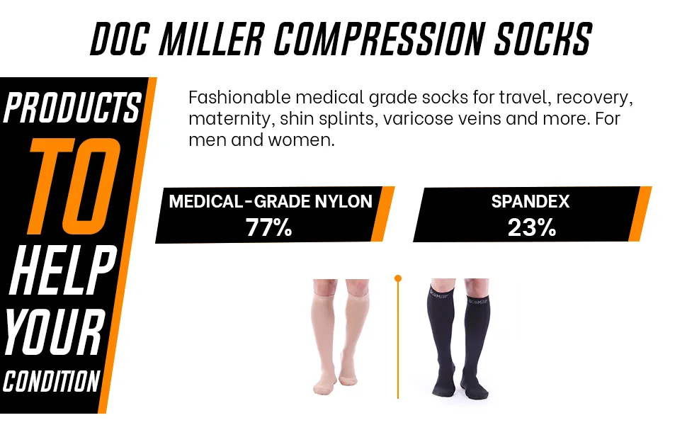 Doc Miller Compression Socks for Women and Men, 20-30mmHg Compression Socks Men for Varicose Veins and Improved Circulation, 1 Pair Medium Size Skin/Nude Graduated Compression Socks Medium Skin/Nude - socks women compression men high knee mens womens medical sox accessories athletic clothes pink