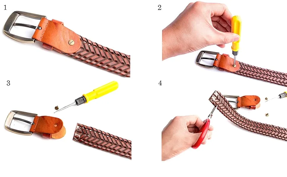 ECHAIN Women Braided Woven Genuine Leather Narrow Belt 25mm Wide Brown waist:35-40 - ECHAIN